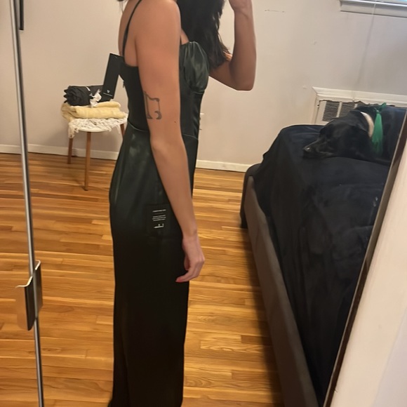 Lulu’s Flirty Agenda Dark Green Satin Bustier
Wide-Leg Jumpsuit - Picture 4 of 5